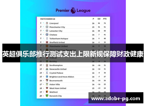 英超俱乐部推行测试支出上限新规保障财政健康 英超俱乐部推行测试支出上限新规保障财政健康